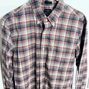 J. Crew Men's Plaid Button-Down Shirt - Red, Blue, White